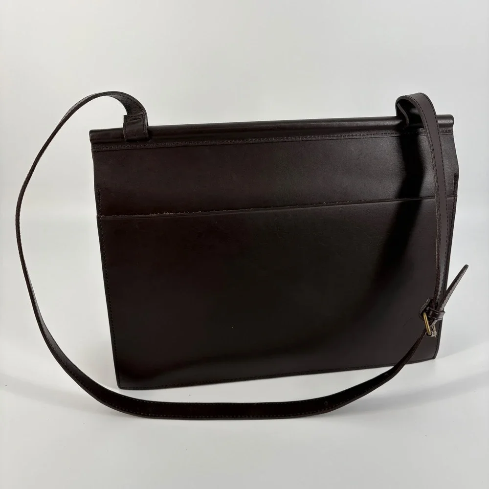 Michael Green Scandiabag Unisex Large Brown Leather Structured Shoulder Bag USA